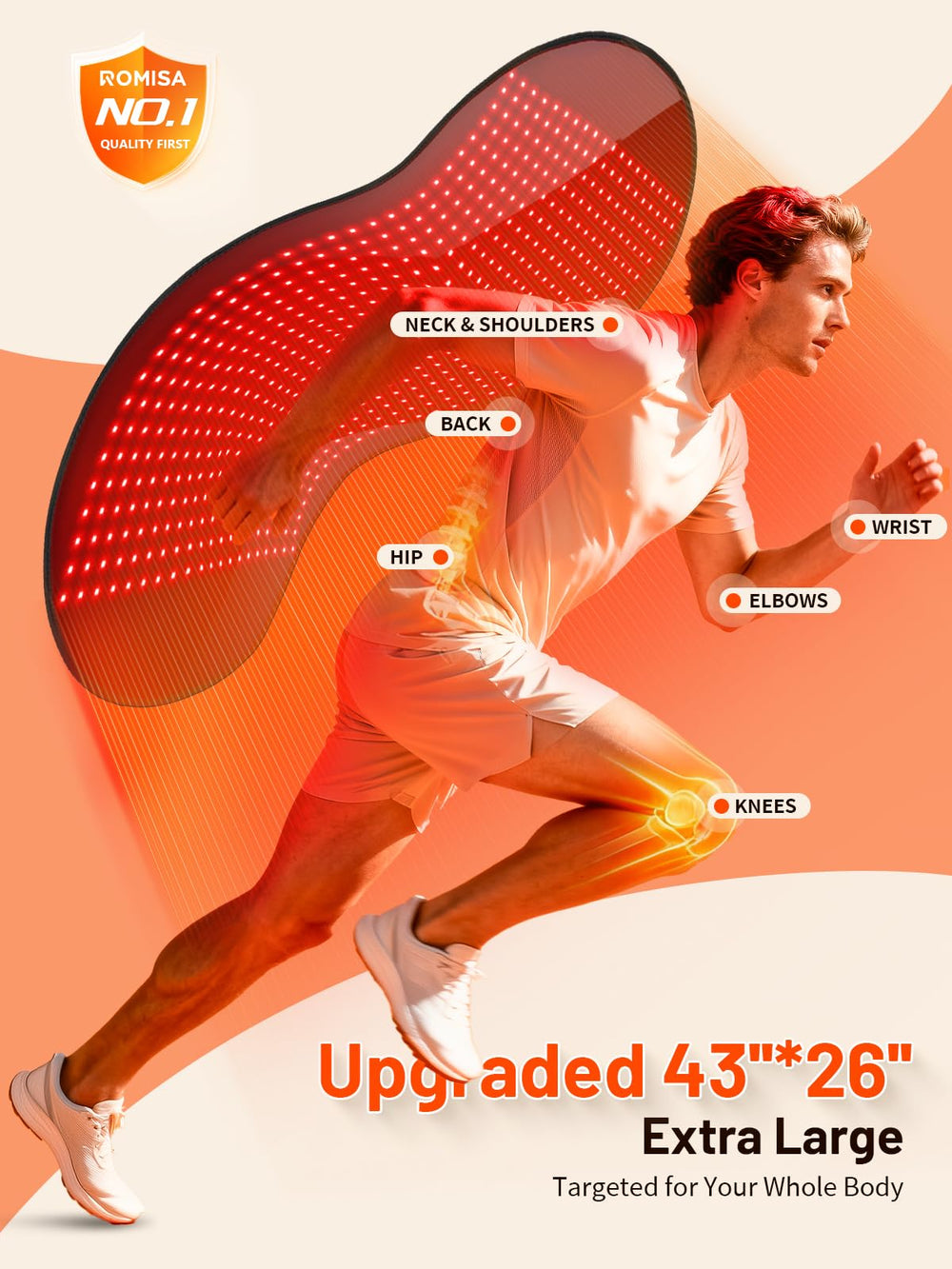 ROMISA red light therapy mat helps knees with gentle heat and relaxation.