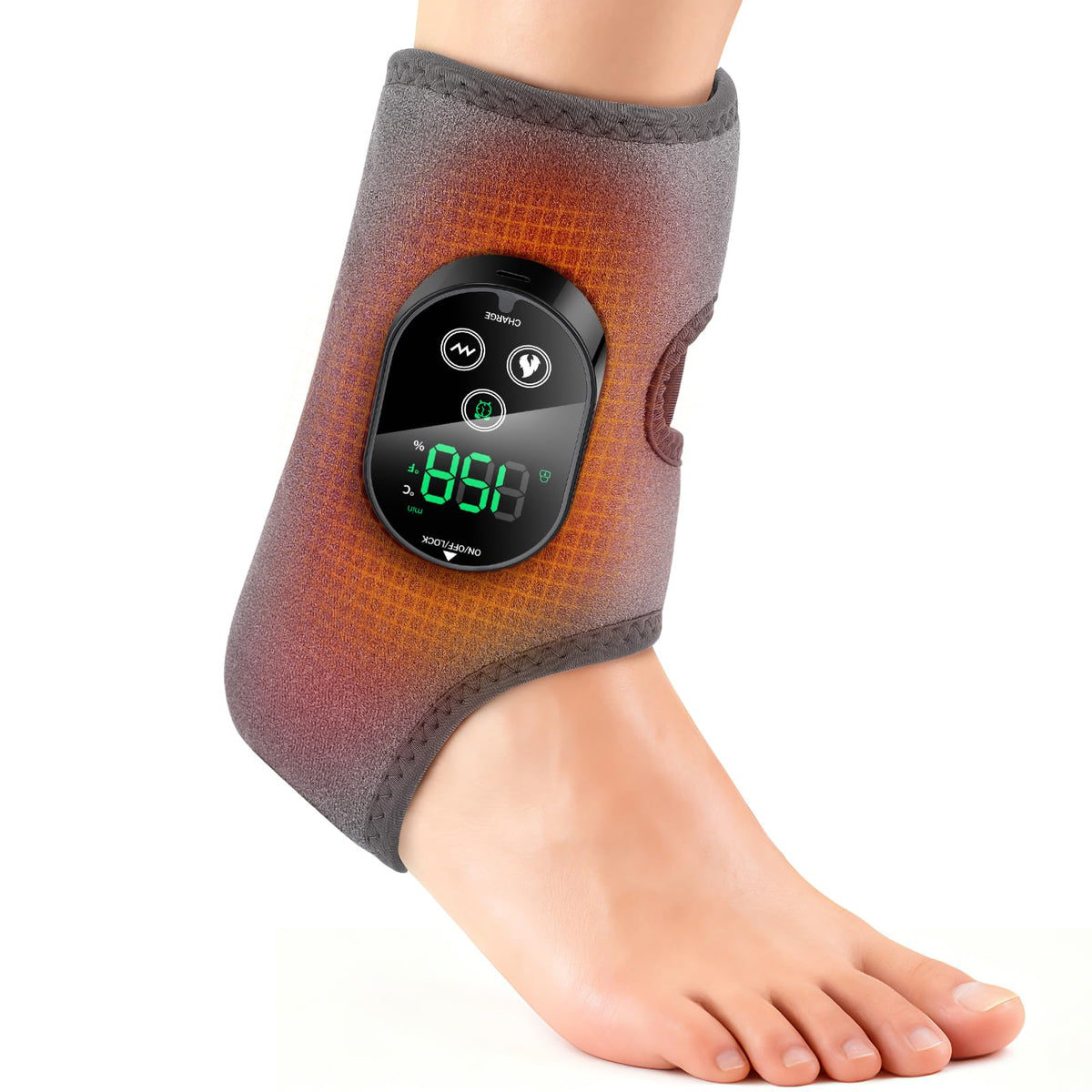 ROMYSE cordless foot and ankle massager in lifestyle setting for all day comfort