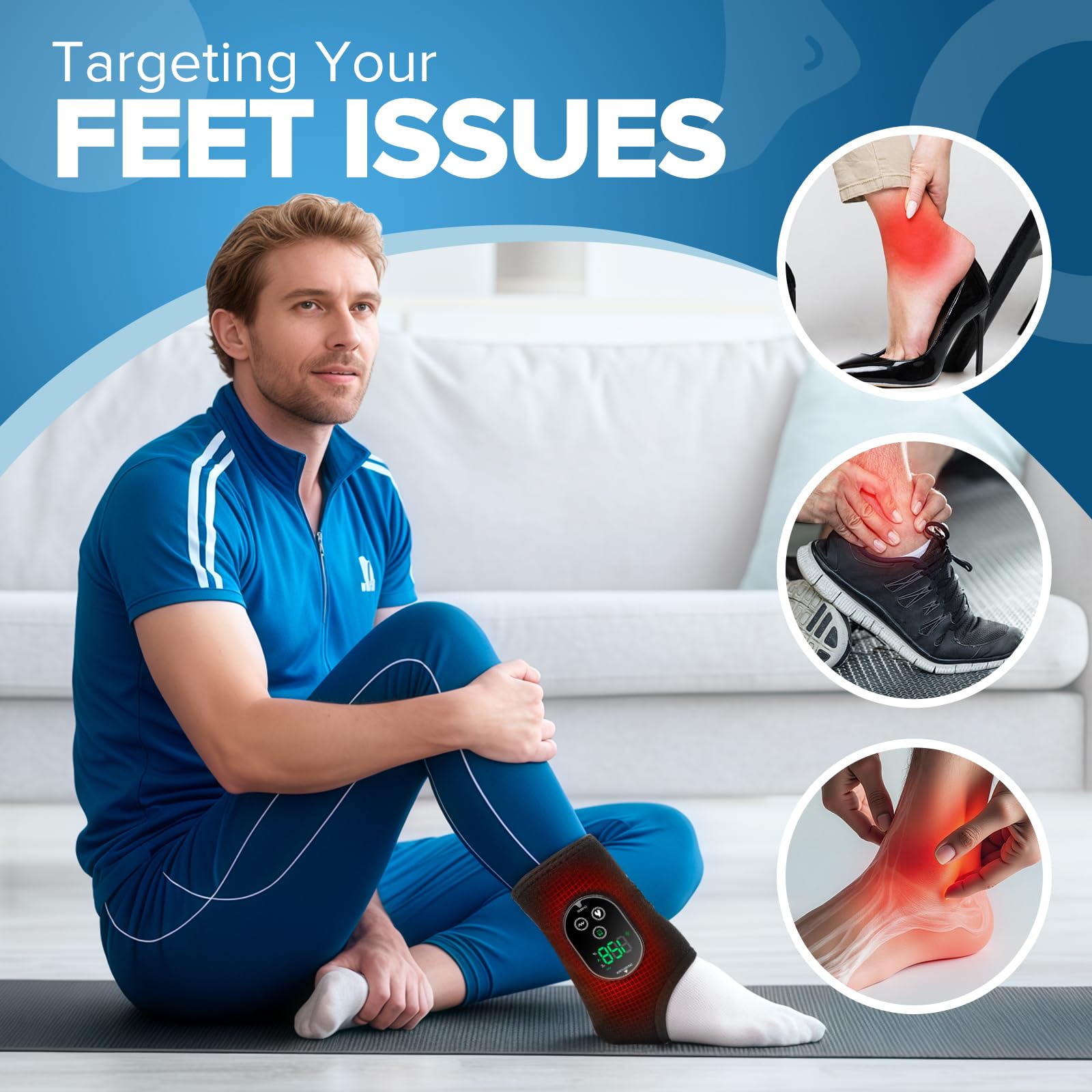 ROMYSE wrapped-on-foot massager demonstrates ergonomic fit for daily use