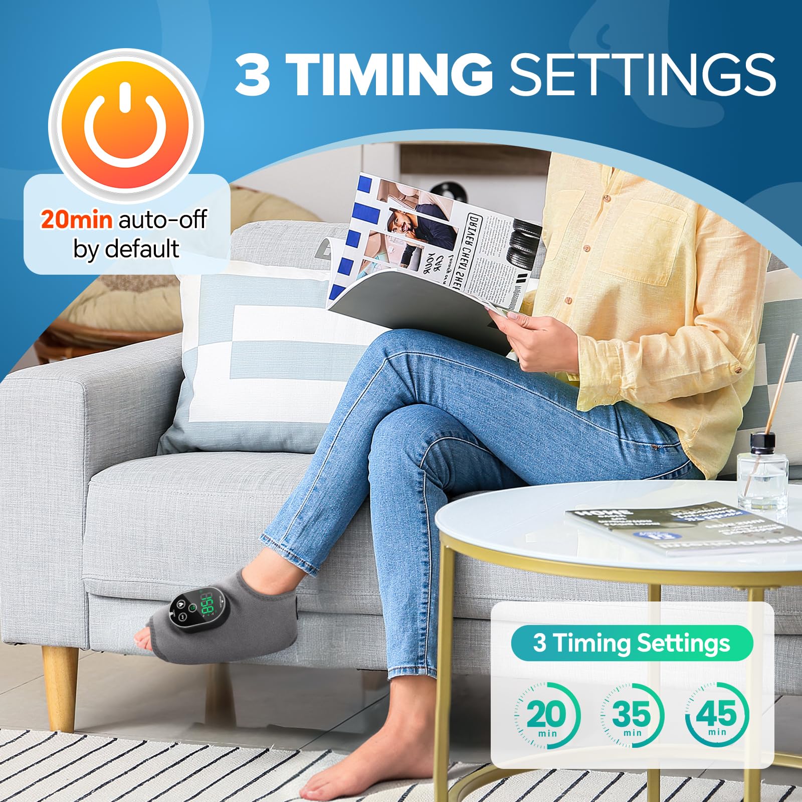 ROMYSE massager demonstrates six heat levels and three vibration settings
