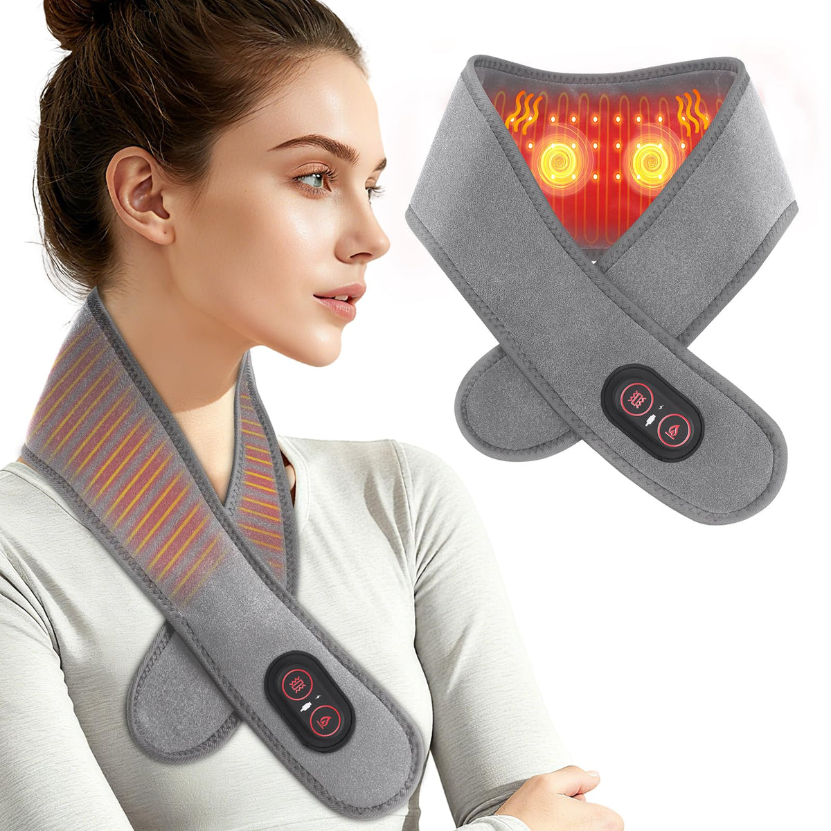 ROMYSE neck heating pad with massage for targeted neck relaxation.