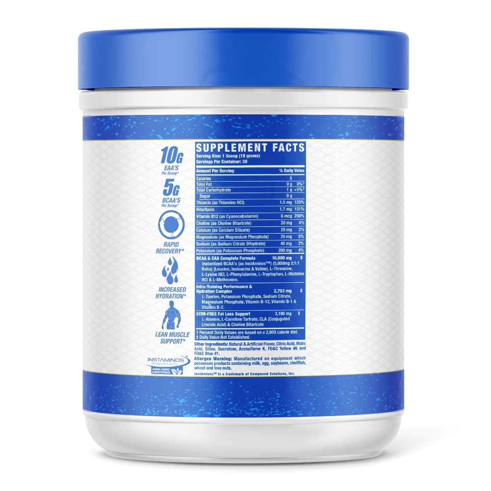 Shake scoop of Amino-Tone EAAs ready to mix for a quick amino boost