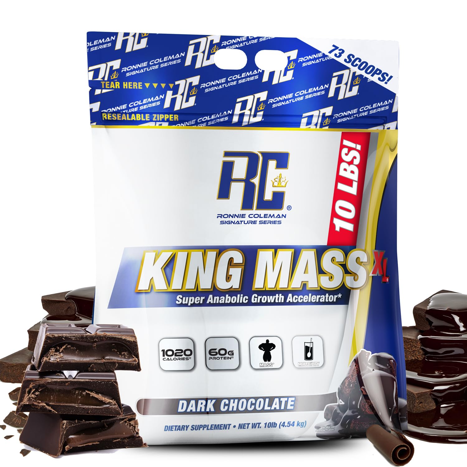 Ronnie Coleman King Mass XL bottle pouring for a high-calorie shake