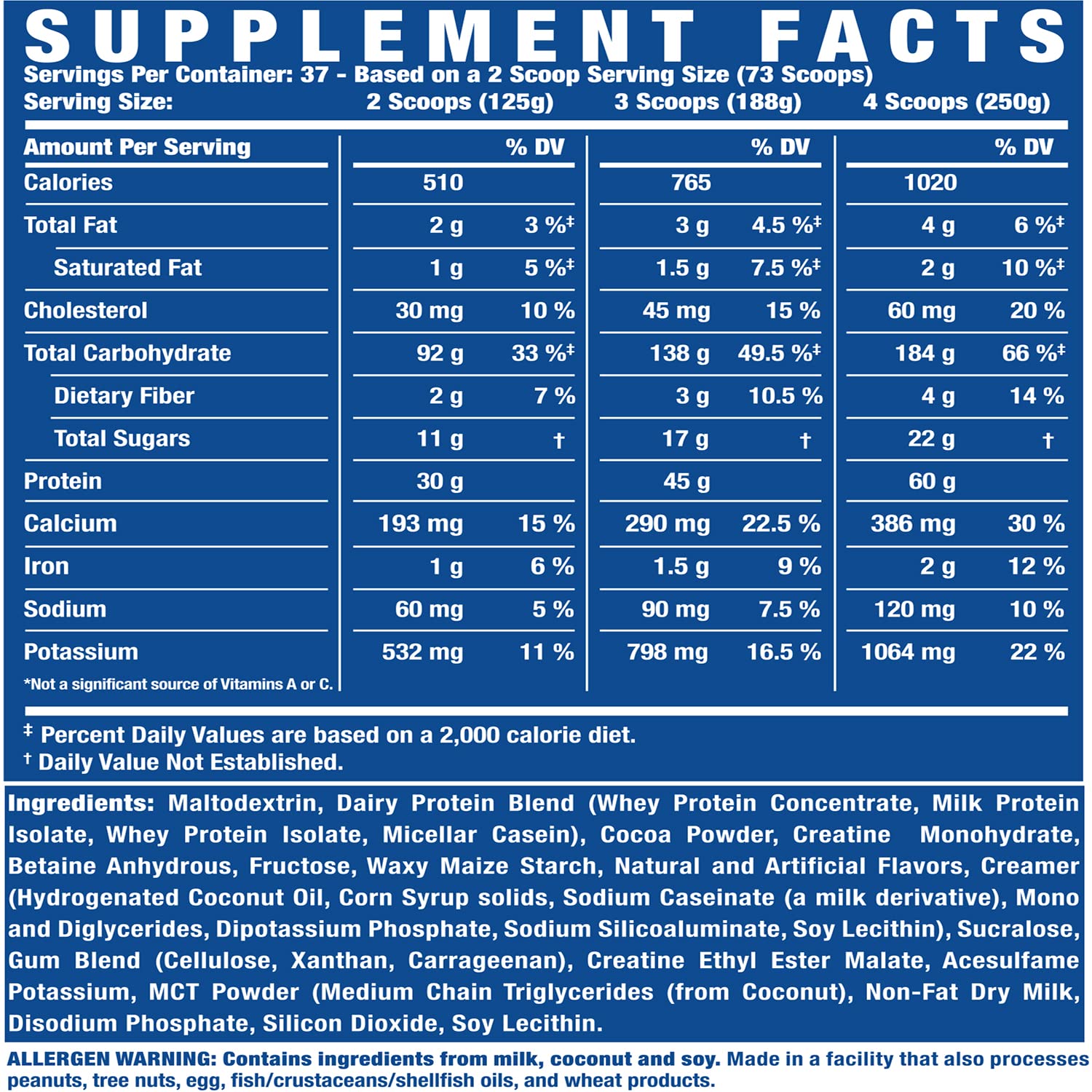 Ronnie Coleman King Mass XL dark chocolate powder closeup