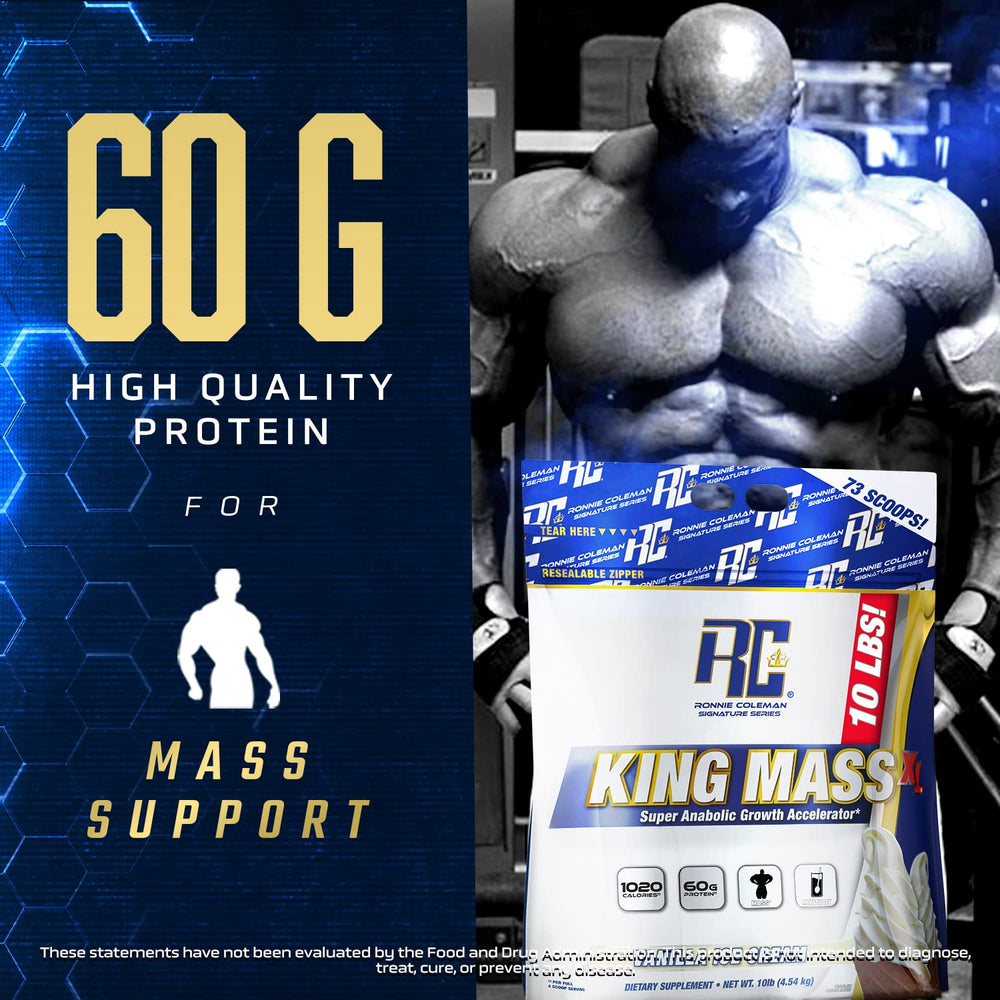 Ronnie Coleman King Mass XL ingredients label showing creatine and glutamine.