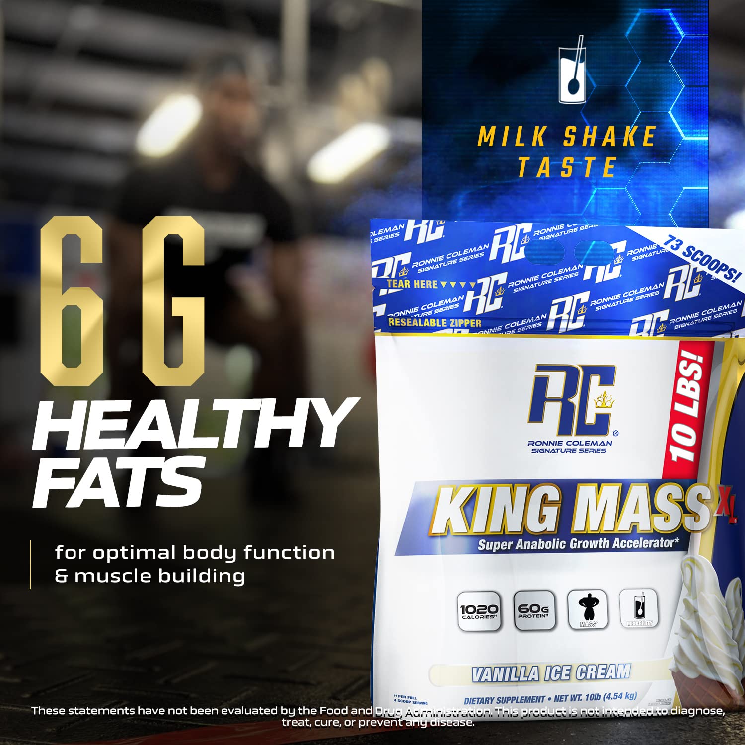 Ronnie Coleman King Mass XL premium protein blend for steady gains.