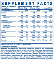Ronnie Coleman King Mass XL serving size and macros on the label