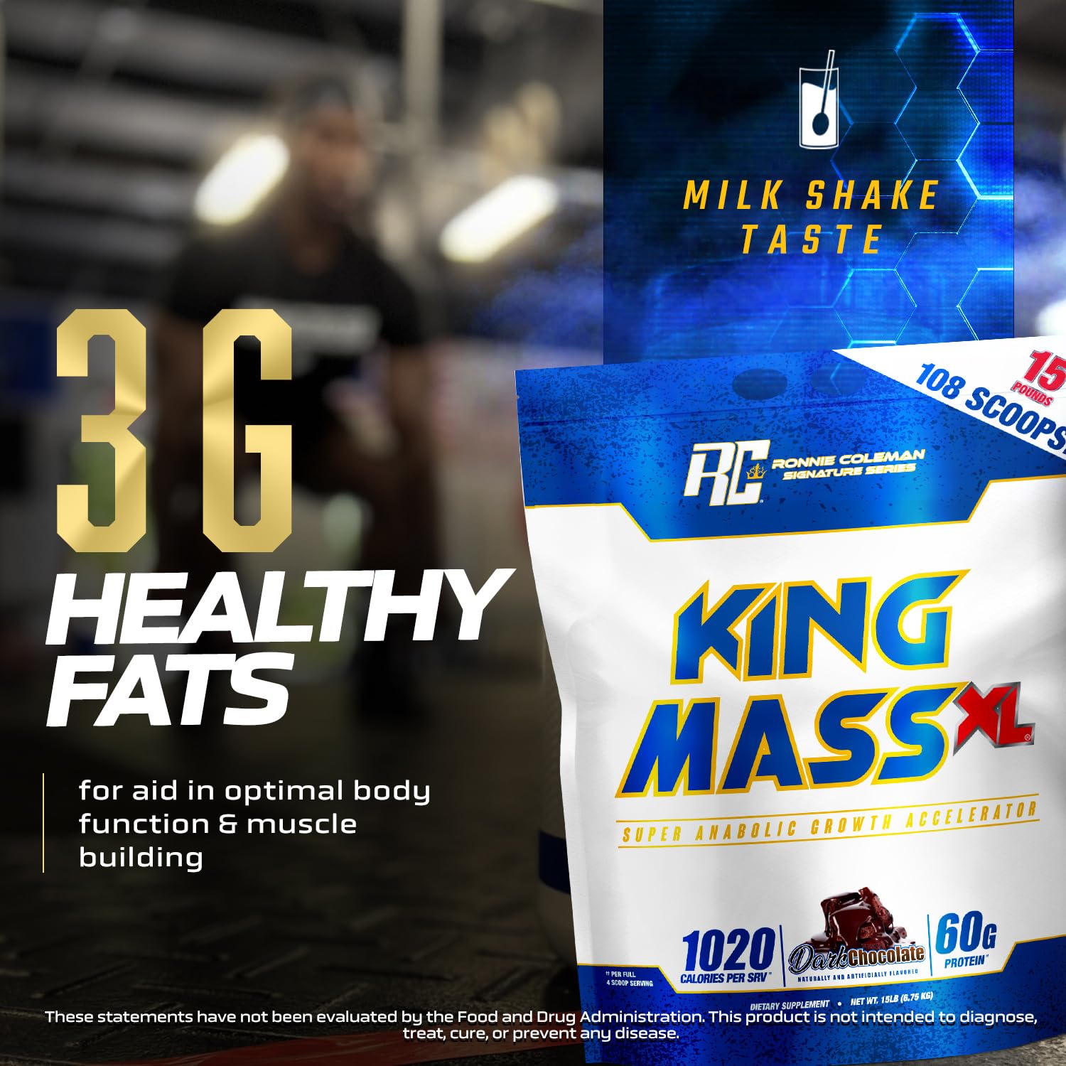 Ronnie Coleman Signature Series King Mass XL shake dissolving in milk for creamy post-workout fueling