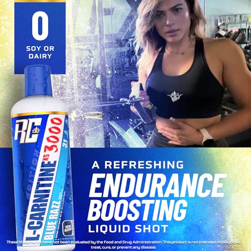 Ronnie Coleman Signature Series L-Carnitine XS 3000 blue razz liquid in glass