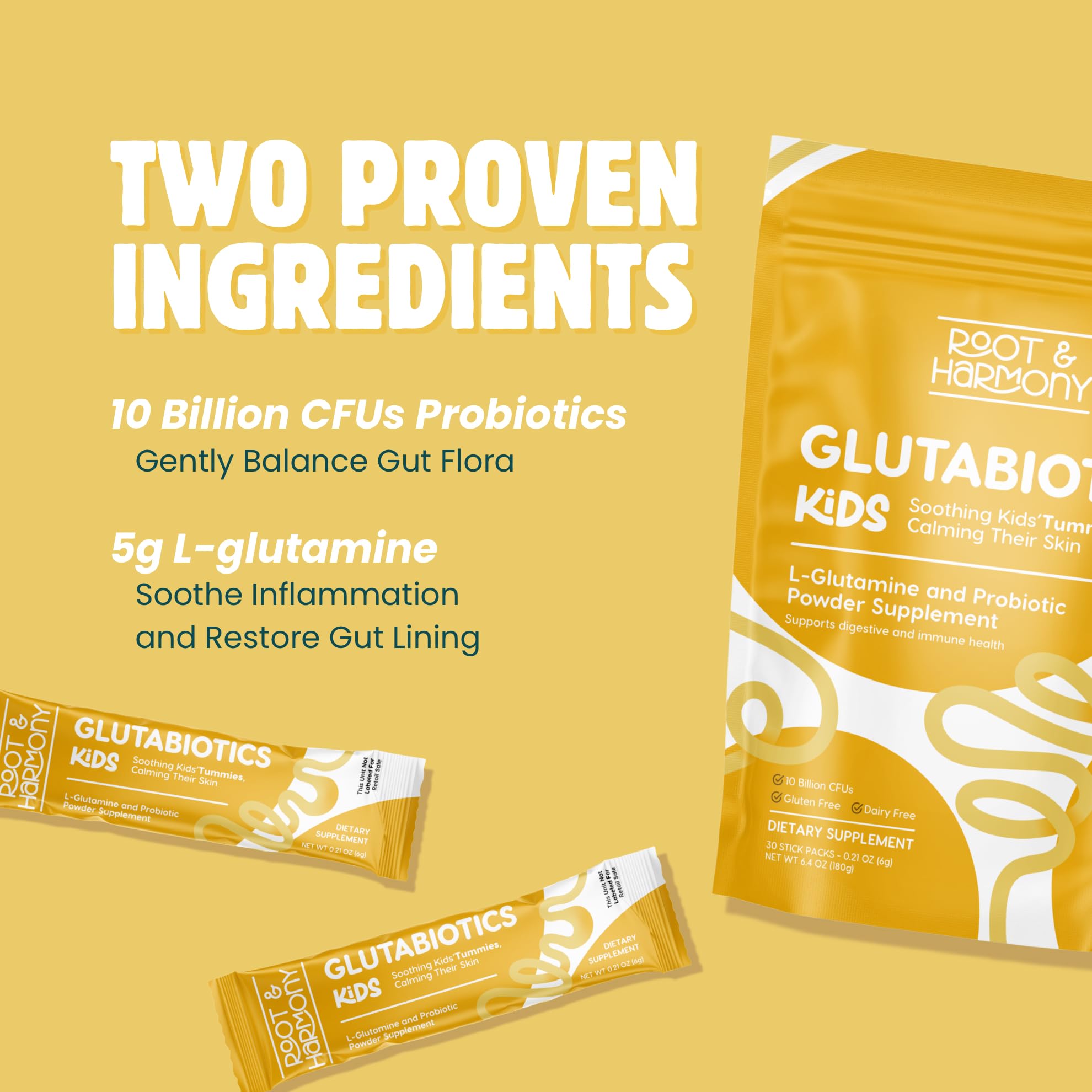 Root & Harmony Glutabiotics Kids dosing scoop for precise servings.