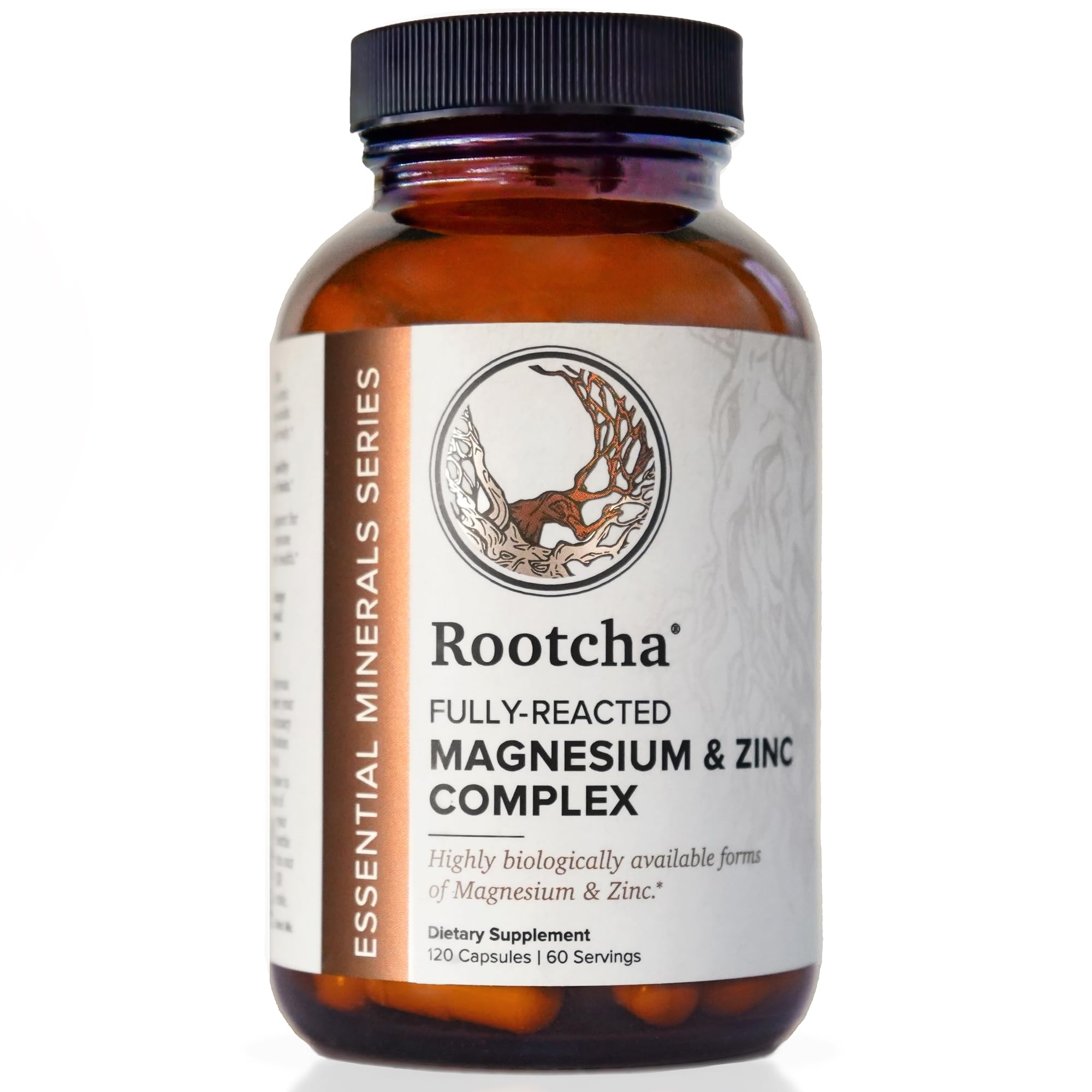 Rootcha Potent & Pure Magnesium Zinc bottle front for daily mineral support.