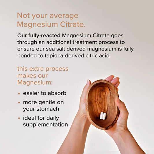 Rootcha Potent & Pure Magnesium Zinc capsules closeup shows easy-to-swallow nutrition.