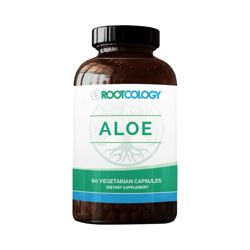 Rootcology Aloe Vera Capsules bottle for daily GI support