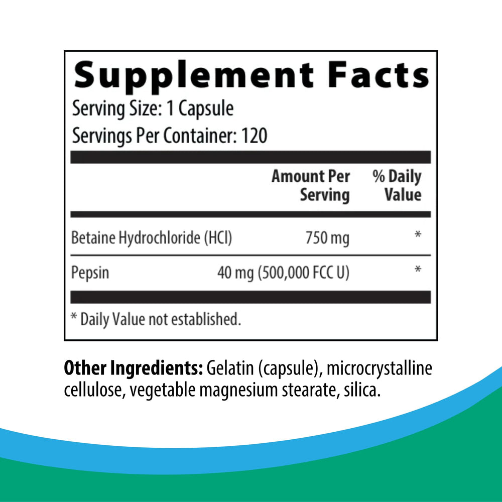 Rootcology Betaine with Pepsin capsules ready for meals