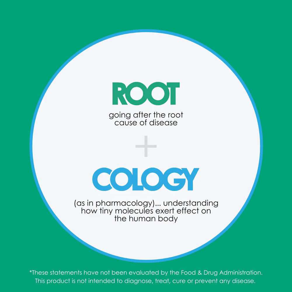 Rootcology icons indicate gluten-free, dairy-free, and soy-free options.