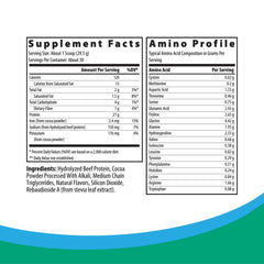 Rootcology hydrolyzed beef protein powder bottle ready to mix in water.