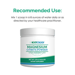 Rootcology magnesium citrate powder berry imagery, emphasizing natural mixed berry flavor