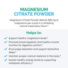 Rootcology magnesium citrate powder serving illustration, highlighting potential relaxation and routine use