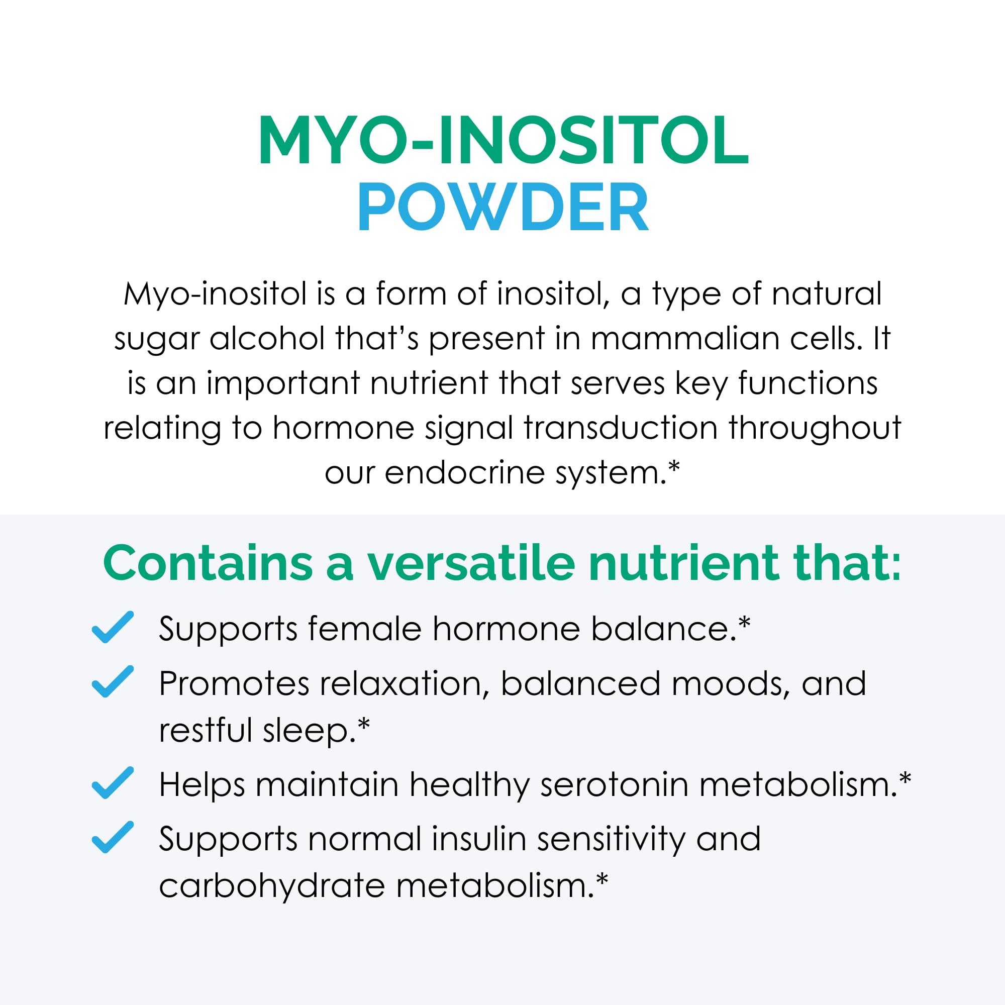Rootcology Myo-Inositol powder 250g packaging shows size and serving count.