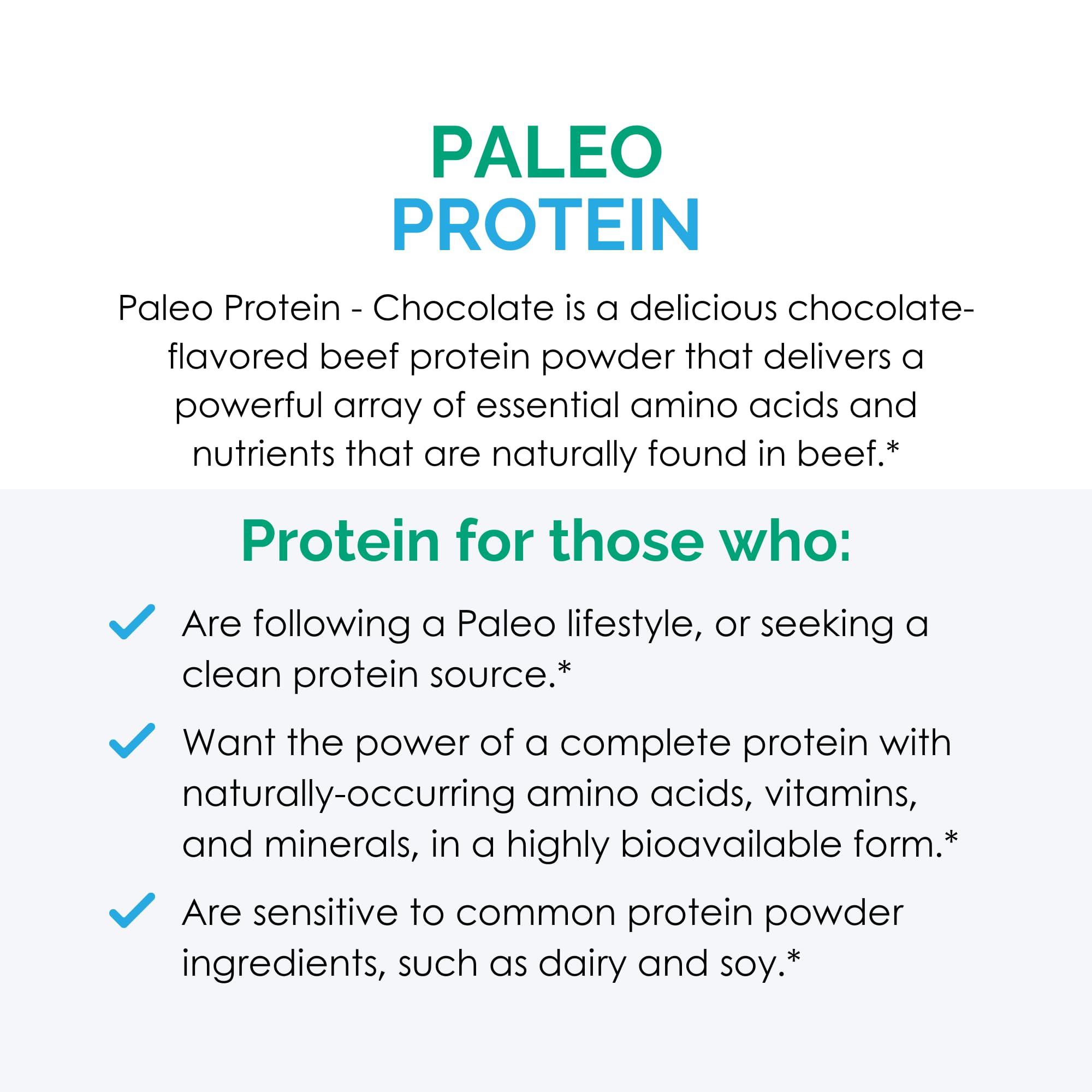 Close-up of Rootcology Paleo Protein chocolate label highlighting dairy-free ingredients.