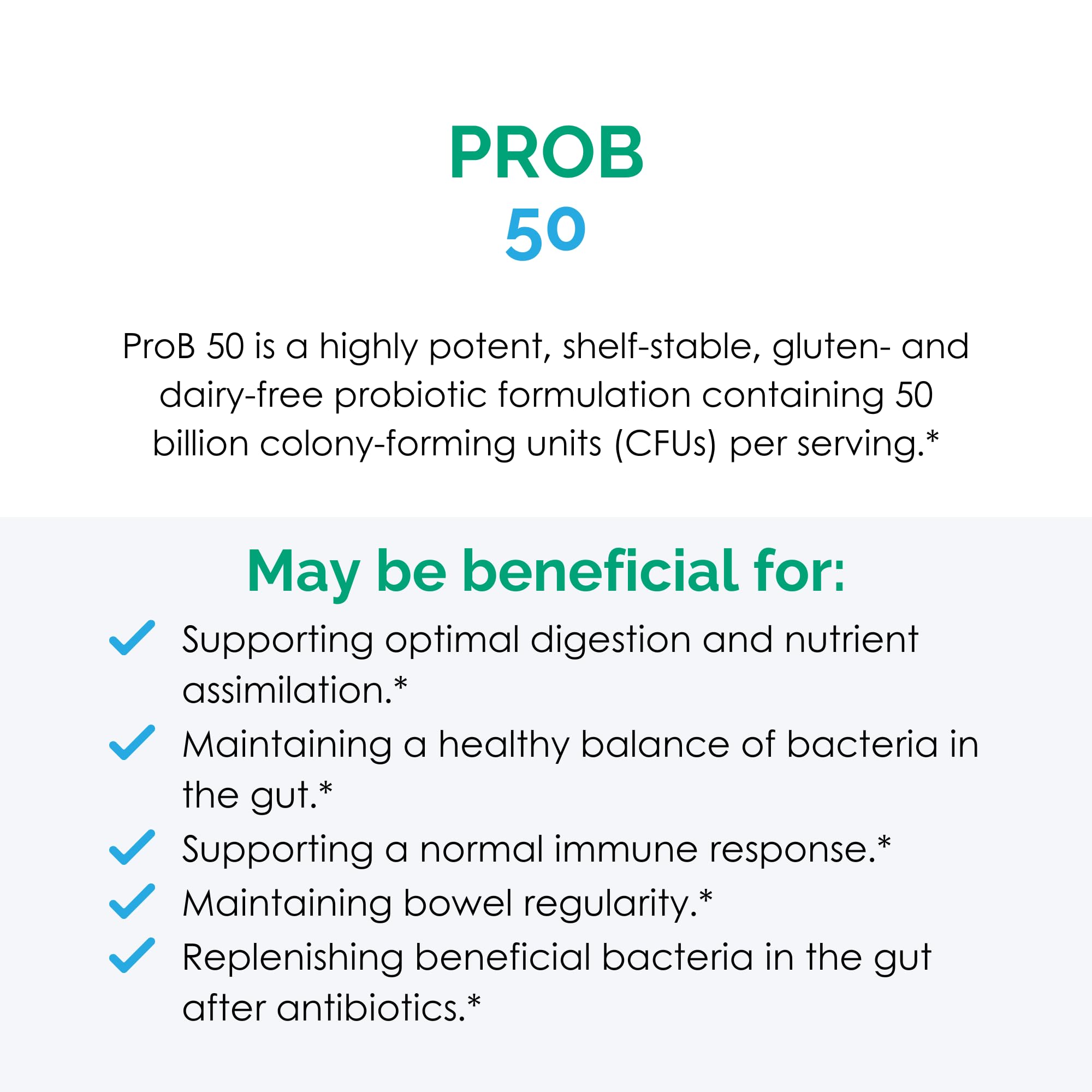 Rootcology Prob50 graphic of 18 probiotic strains representing diverse gut support