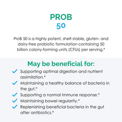 Rootcology Prob50 graphic of 18 probiotic strains representing diverse gut support