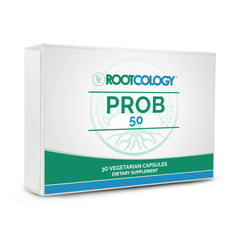 Rootcology Prob50 bottle cap close-up highlighting premium packaging for freshness