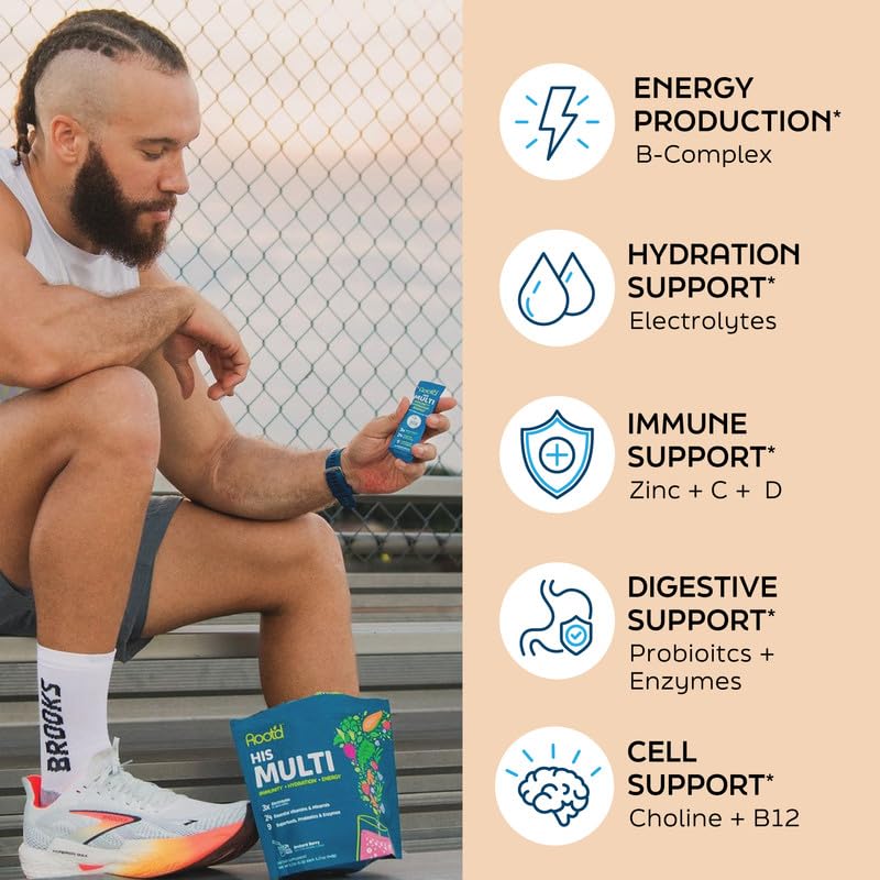 Root'd powder highlights 24 vitamins and minerals for overall wellness.