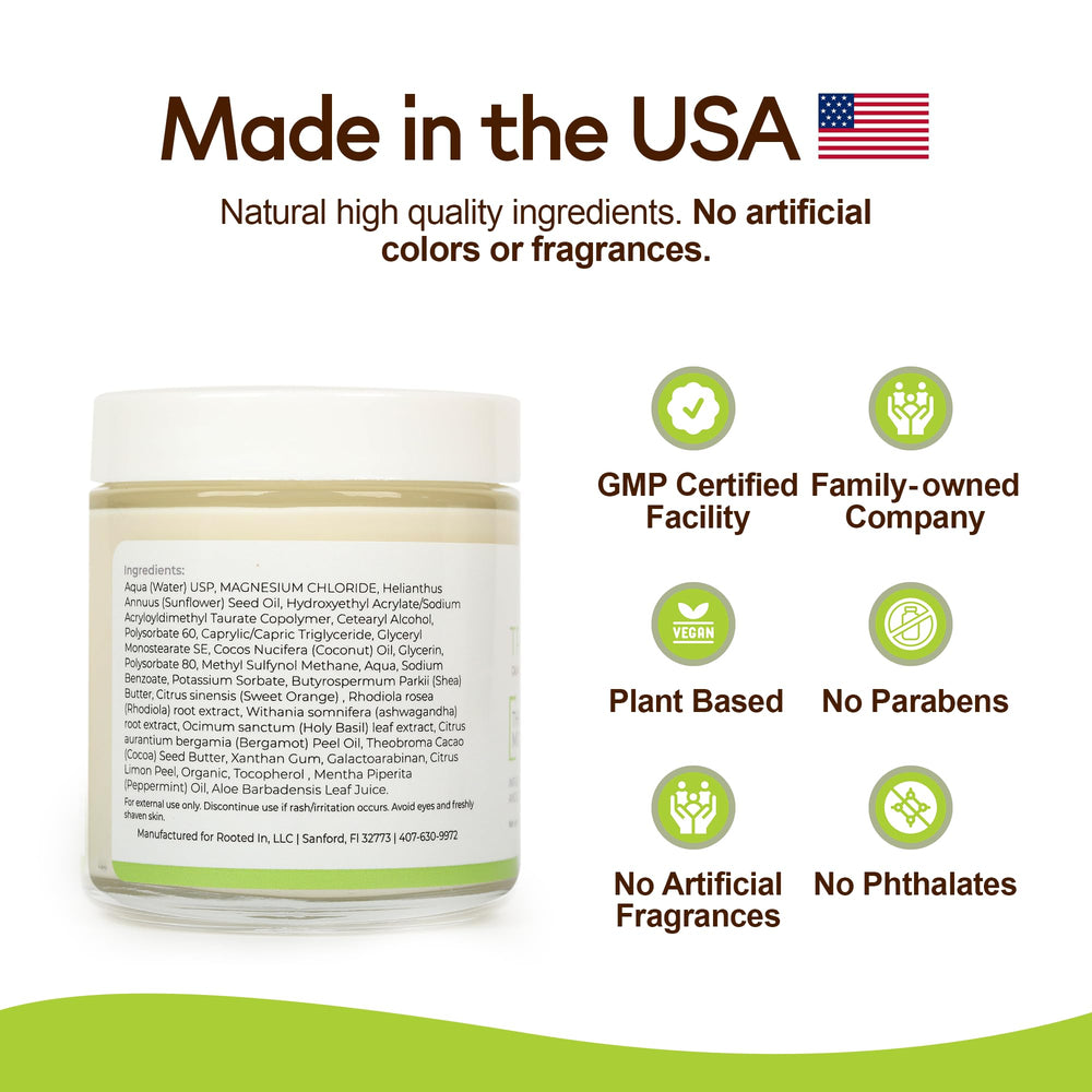 Rooted In non-greasy cream absorbs quickly for daily use.