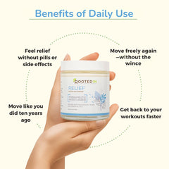 Rooted In Relief vegan formula label close-up