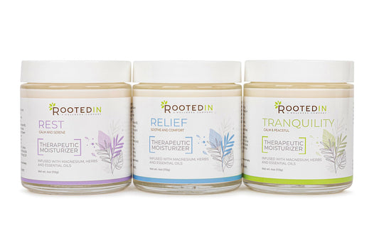 Rooted In Starter Set packaging in a glass box for an eco-friendly gift.