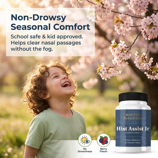 Rooted Intuition Hist Assist Jr berry-chewables dissolving quickly for easy daily use