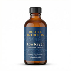 Rooted Intuition Low Key Jr bottle with berry flavor supports calm focus during class