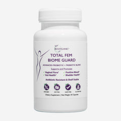 Rootganic Total Fem Biome Guard bottle front view for daily gut balance