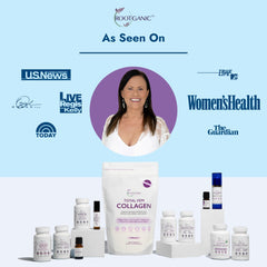 Rootganic Total Fem Biome Guard bottle in hand emphasizing gut and vaginal health