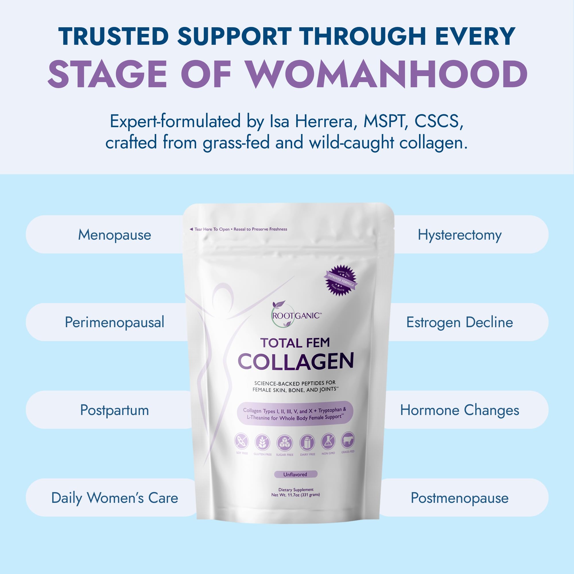 Cup of coffee with Rootganic Total Fem powder dissolving smoothly in the morning