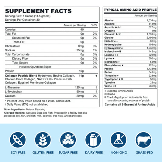 Closeup of Rootganic Total Fem powder highlighting the multi-type collagen blend