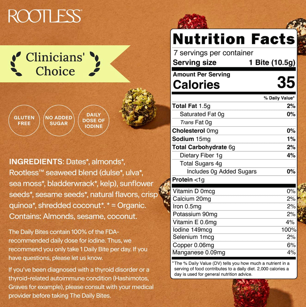 Rootless Seaweed Daily Bites Coconut Chai ingredients highlight plant-based nutrition