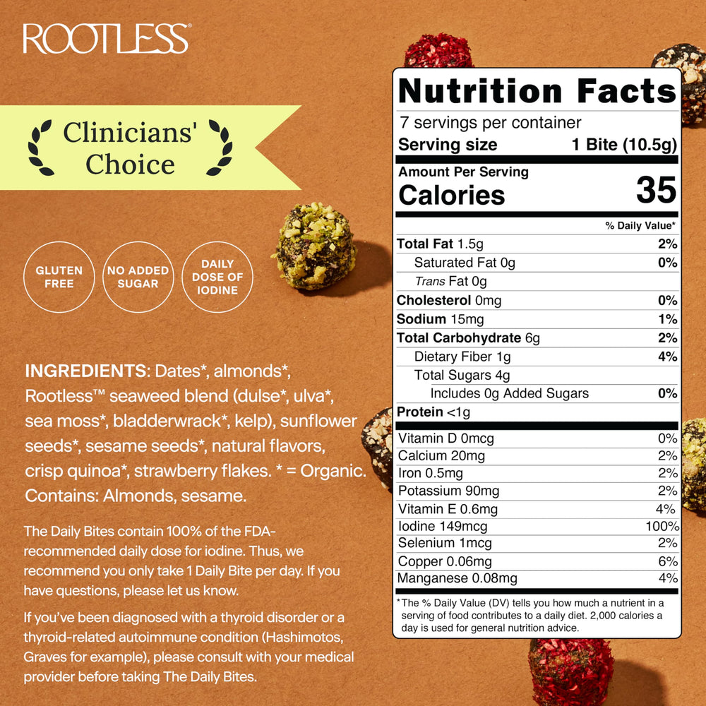 Rootless Seaweed Daily Bites Double Strawberry serving bowl highlights a nutrient-dense bite