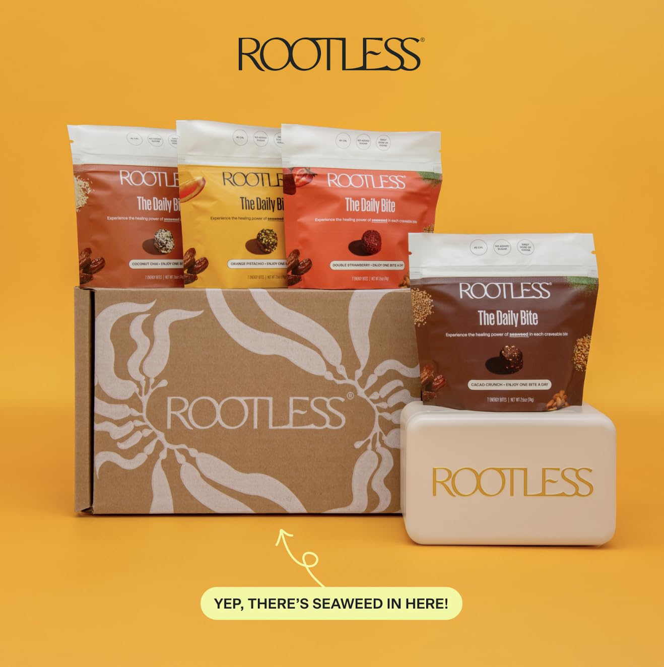 Rootless Seaweed Daily Bites ingredients blend highlights seaweed minerals.