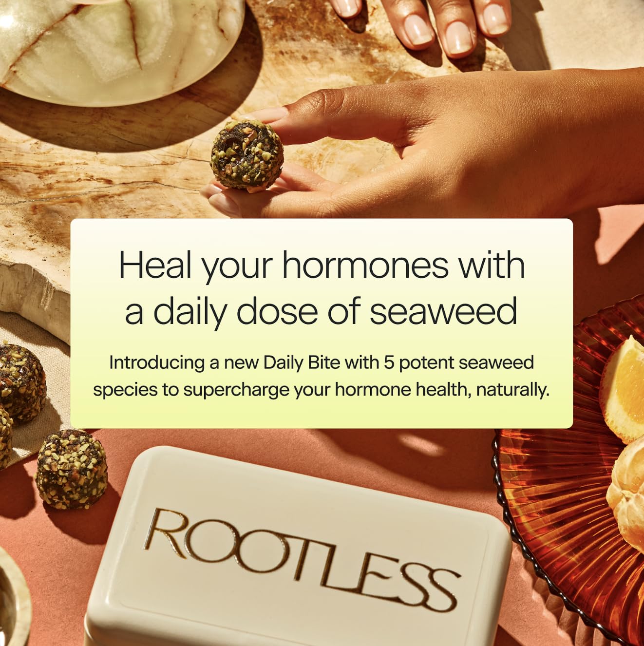 Close-up of texture inside Rootless Daily Bites reveals wholesome whole-food ingredients.
