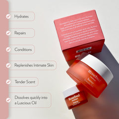 Close-up of Rosebud Woman Honor balm jar showing clean, fragrance-free formula.