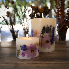 Botanical candle complements modern decor with a subtle, stylish presence