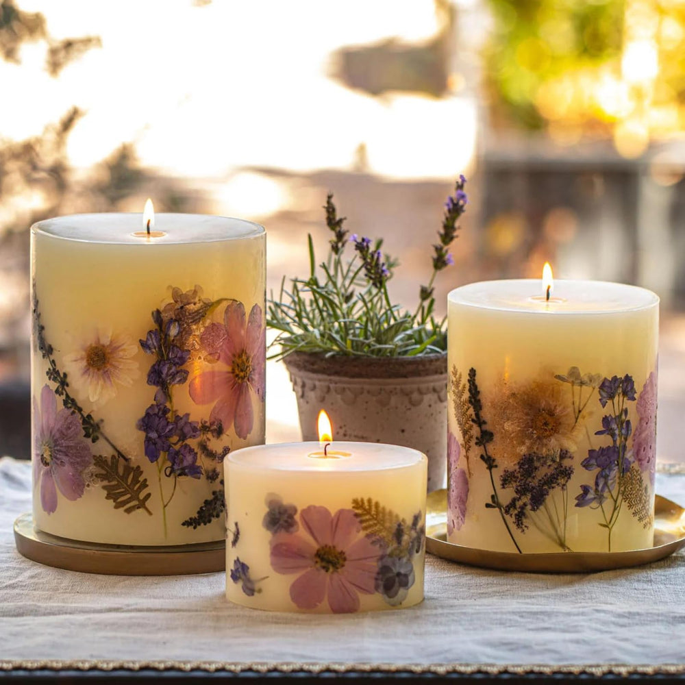 Rosy Rings Petite Round Lavender Candle in elegant gift box for gifting