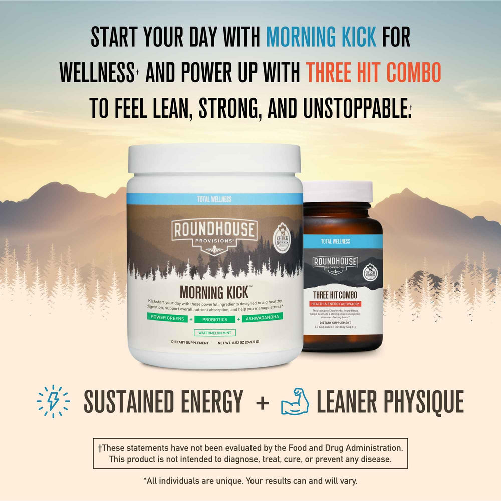 Three-pack packaging of Morning Kick highlights savings and convenience