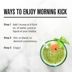 ROUNDHOUSE PROVISION Morning Kick label close-up highlights clean, sugar-free formula