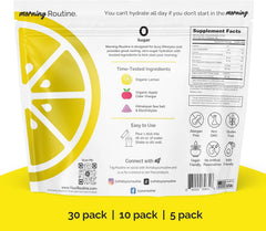 ROUTINE ACV powder highlights tangy lemon taste with electrolytes.