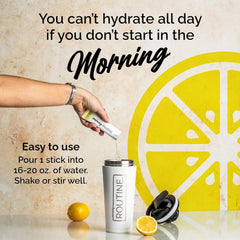 ROUTINE prepared drink in a glass showing keto-friendly, zero-sugar hydration.