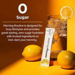 ROUTINE lemon-flavored hydration for a refreshing morning boost.