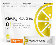 ROUTINE Morning Daily Hydration packaging with single-serve packets for convenient on-the-go hydration.